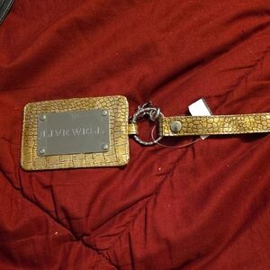 Gold Croc-Embossed Keychain Card Holder